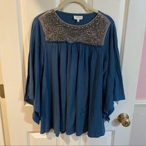Boutique Beaded Bell Sleeve Top